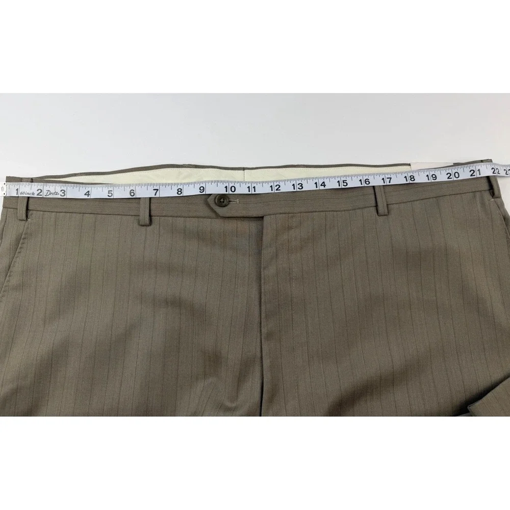 NWT Concepts by Claiborne Wool Dress Pants 44x32 Taupe Pinstripe Flat Front